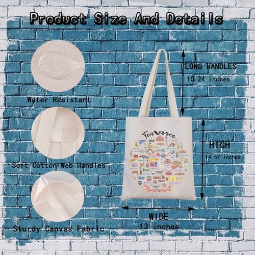 MNIGIU TN State Tote Bag Gift for TENN Lovers TN Travel Gift (Tennessee State Tote)