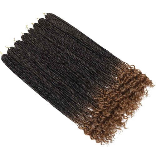 144 Strands Goddess Crochet Box Braids with Curly Ends 24 Inch Pre Looped Box Braids Crochet Hair 8 Packs Curly Crochet Braids for Black Women