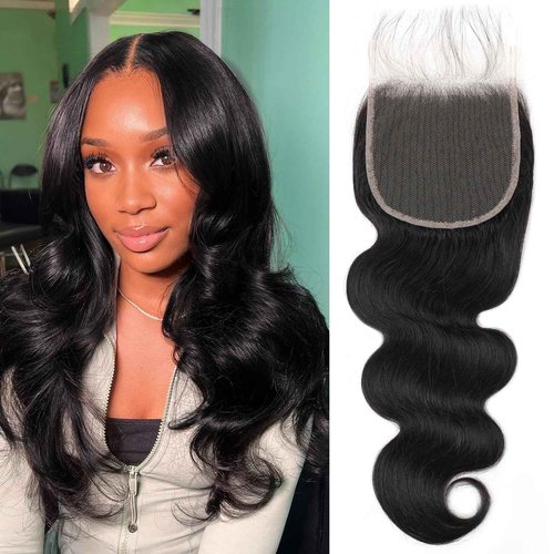 HD Lace Closure Human Hair Ultra-thin Frontal 5x5 HD Lace Closure Body Wave 12A Virgin Remy Human Hair Pre Plucked With Baby-Hair Small Single Knots Natural Black 12 Inch