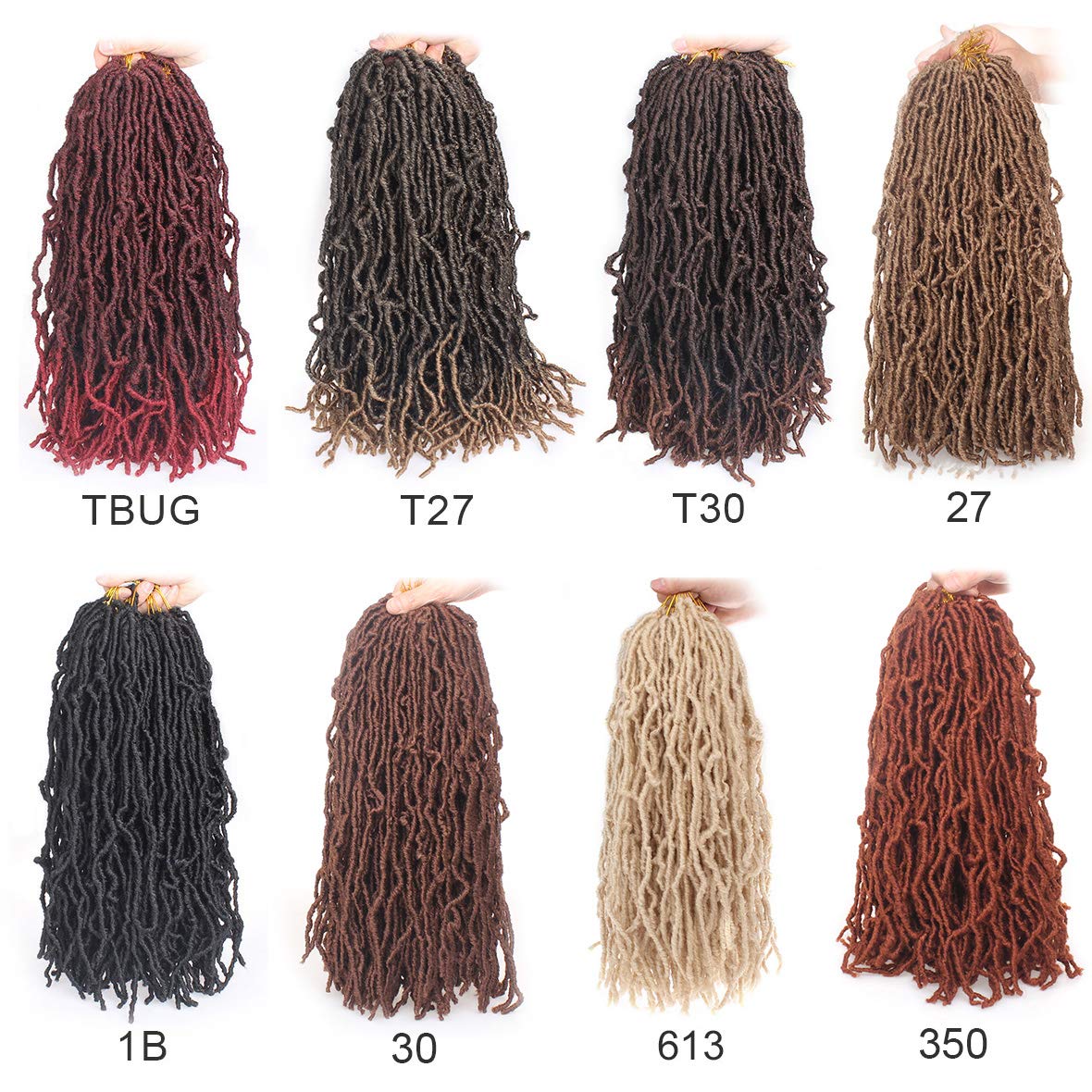 Leeven 18 Inch New Soft Locs Crochet Braids Hair 350# Pre-looped Curly Locs Braiding Hair 7 Packs Ginger Goddess Locs Hair Extensions Cooper Red Faux Locs Crochet Hair for Women