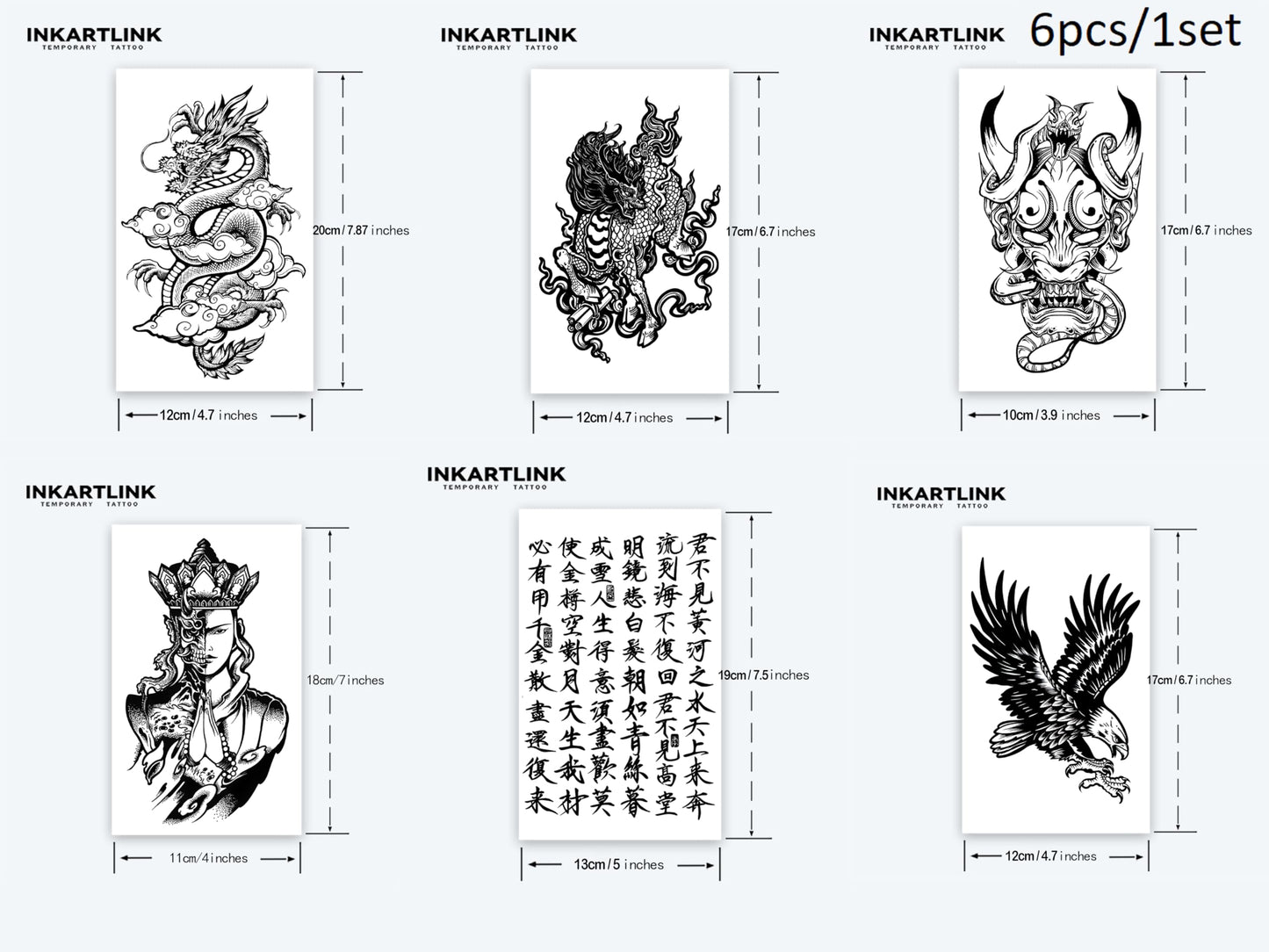 INKARTLINK Tattoo Tech, 6 Sheets Semi Permanent Tattoo, Adult Art Design Temporary Tattoos, Lasts 1-2 Weeks, Waterproof, Realistic Look, No Adhesive, No Reflection (Stellar Equilibrium Design)