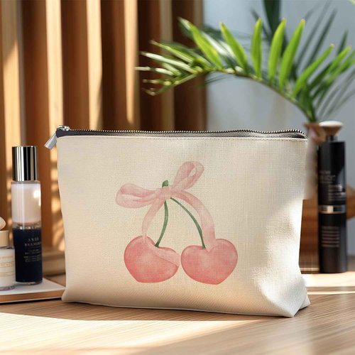 Udinaz Cherry Makeup Bag,Bow Makeup Bag, Pink Coquette Makeup Bag, Cute Makeup Bag, Pink Preppy Makeup Bag, Preppy Stuff, Preppy Coquette Gifts, Coquette Stuff, Pink Makeup Pouch