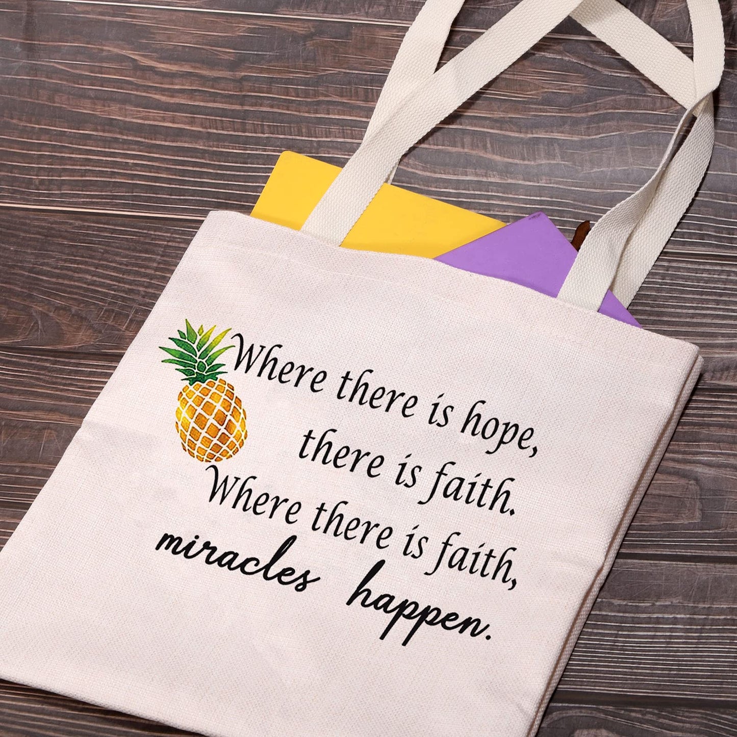 G2TUP IVF Faith Makeup Bags Motivational Infertility Pineapple Gift for Warrior Dad Mom Transfer Day Infertility Encouragement (Pineapple tote bag)