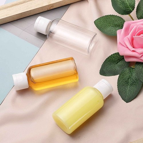 VEIDIA 100 Pack 1.7oz Plastic Empty Bottles with Flip Cap Small Travel Size Bottles Hand Sanitizer Bottles Refillable Travel Container for Shampoo Body Soap Lotions Baby Shower (Clear)