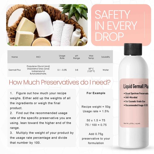 Germall Plus- Natural Preservative (300 Grams / 10.58 Ounce) - Clear Liquid - Excellent Broad Spectrum Preservative Compatible with Most Cosmetic Ingredients Good for Water-Based Formulas