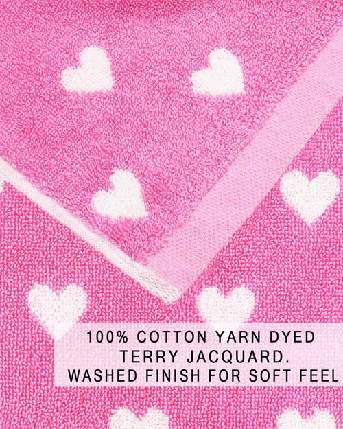 ORIGINAL KIDS Wash Cloth - Bath Time Hearts 12 Pack Washcloth Set - 100% Cotton Jacquard Colorful Absorbent Quick Dry Face Towel - Super Soft Face Cloth 12x12 inches - Pink White