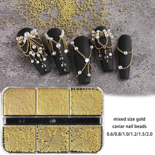 Fspronail Star Nail Charms, 2 Boxes Gold Nail Charms Twinkle Stars Cross Metal Charms for Nails Design Studs Rivets Mix Size Gold Caviar Nail Beads Y2K Decoration for Acrylic Nails