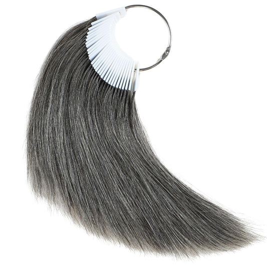 RINBOOOL Hair Swatches for Testing Color, Dark Grey, 100% Real Natural Human Hair, 30 Strands per Pack, 8 Inches