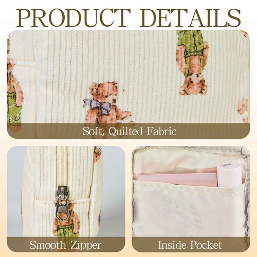 AMZMA Small Pouches for Purse Cute Mini Cosmetic Bag with Zipper Aesthetic Corduroy Makeup Bags Toiletry Bag