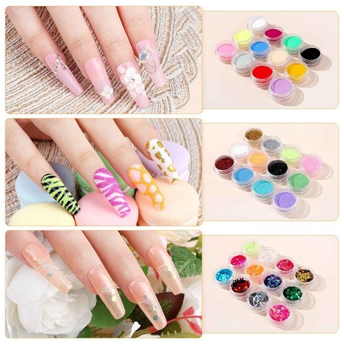 Saviland Acrylic Nail Kit with Everything for Beginners - Acrylic Powder & Liquid Set Nails Tips Glue Gel Kit Gel Nail Polish U V Light for Nail Art Professional Acrylic Nail Kit for Home DIY