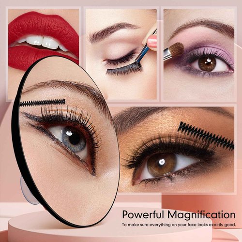 Suupvaor Magnifying Mirror 40X with Suction Cups, Large 6inch Travel 40X Magnified Round Makeup Mirror with High Magnification, Make up Mirror with Tweezers Sets