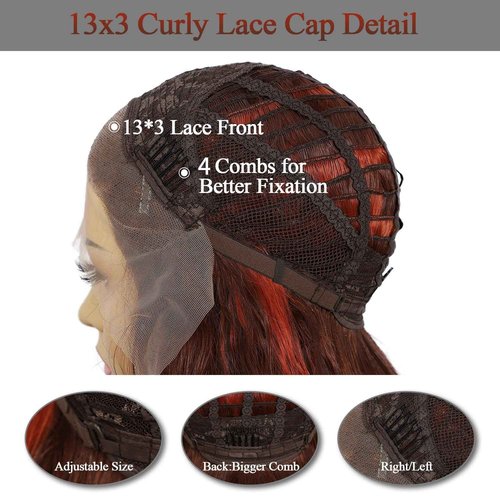 SAPPHIREWIGS Orange Curly Lace Front Wigs Glueless Deep Wave Highlight Orange with Brown Lace Front Wigs Synthetic Pre-plucked Heat Resistant Daily Halloween Wig 26inch