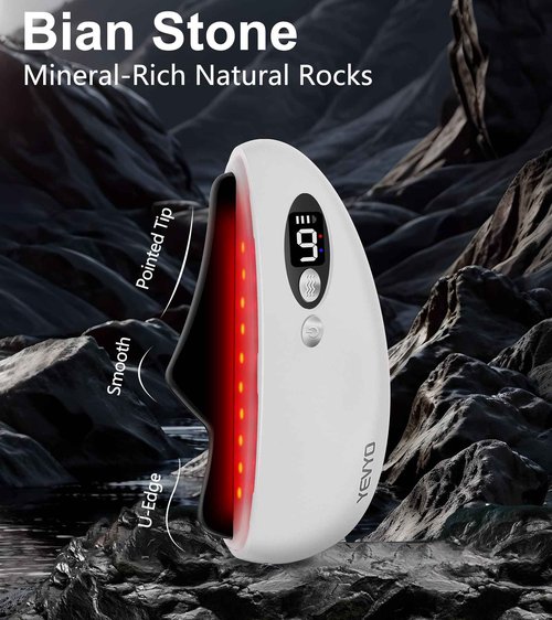 YEVYO Gua Sha Facial Tool, Electric Black Obsidian Guasha Tool for Face, Chin, Neck, Body, Heated Vibrating Massage Gua Sha Stone for Face Sculpting
