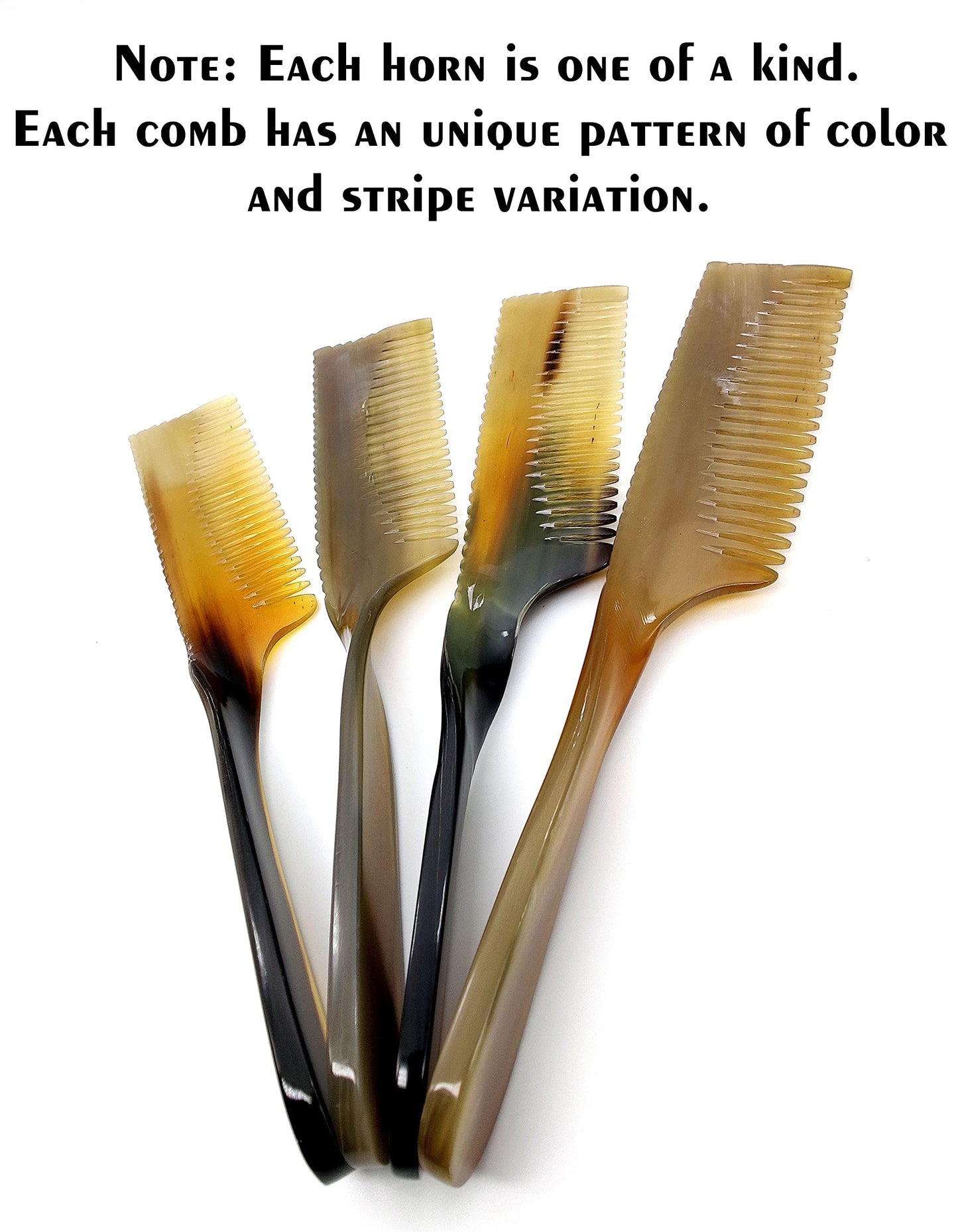 5MOONSUN5's Ox Horn Comb Premium Quality 100% Handmade Anti Static Natural Fine Horn Comb With twisted Handle- Professional Detangling Massage Fine tooth Comb A Great Gift - (8.5 inch)