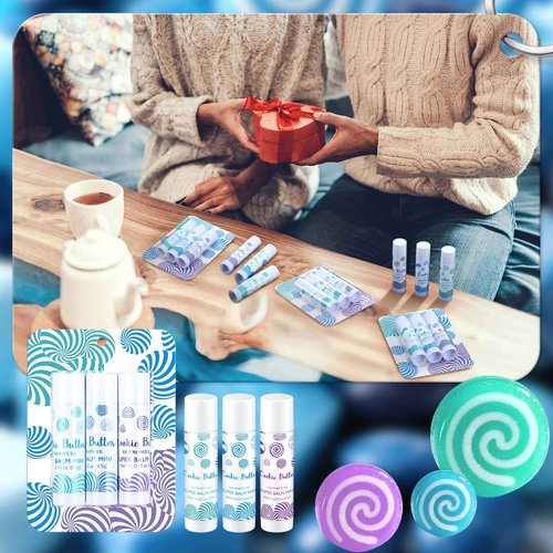 Leelosp 72 Pcs Christmas Lip Balm Gifts Bulk Candy Shapes Lipstick Set Sugar Moisturizing Balms Natural Organic for Christmas Gifts Stocking Stuffers for Coworker Employee Winter Holiday Party Favors
