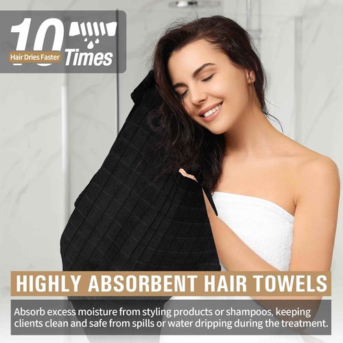 HOMERHYME Salon Towels, 24 Pack Black Hand Towels for Bathroom, 16 x 27 Inches Bulk Quick Dry Absorbent Microfiber Hair Towel, Bathroom Towels for Gym Spa Barber Pedicure Makeup & Beauty