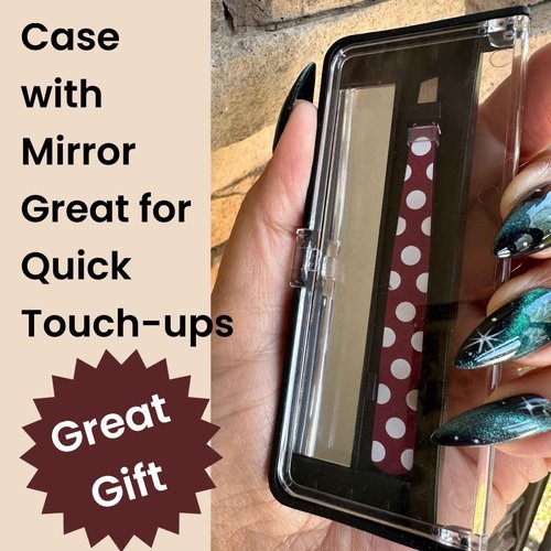 Polka Dot Tweezers Surgical Grade Stainless Steel - Slant Tip Professional Eyebrow Shaping Splinter Ingrown Facial Hair Removal Protective Case with Mirror - Ideal Tweezer for Men Women