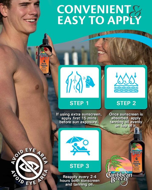 Caribbean Breeze SPF 4 Dark Tanning Oil Intensifier, Tanning Accelerator Outdoor with Mango Lime Fragnance, Rich in Anti Oxidants, Beta-Carotene, and Pomegranate Extracts, 8.5 oz (250 ml)