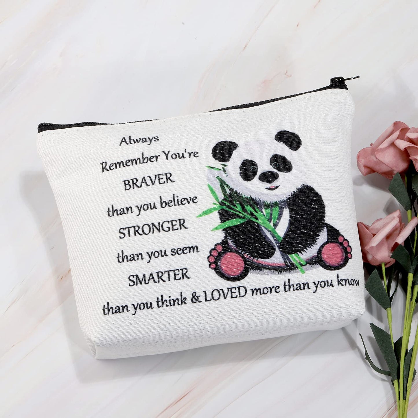 JNIAP Panda Cosmetic Bag Makeup Zipper Pouch Bag Animal Panda Lover Gift for Women Birthday Christmas Day Gift (Panda braver bag)