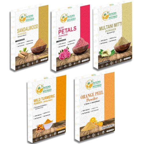 Herbs Botanica Skin Care Sampler Sandalwood, Rose Petal, Multani Mitti, Wild Turmeric & Orange Peel Powder for Face Mask & DIY Beauty Total 700g / 1.54 LB Natural Skin Care Kit