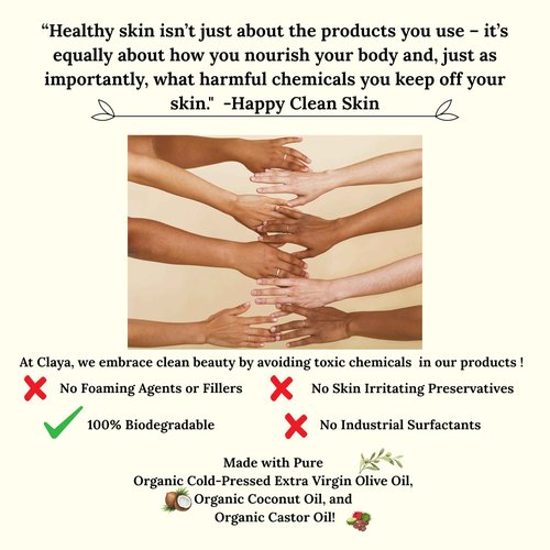 Claya Liquid Castile Soap – Organic Ingredients, Biodegradable, Gentle for Sensitive Skin and Versatile Use (64 fl oz, Peppermint)