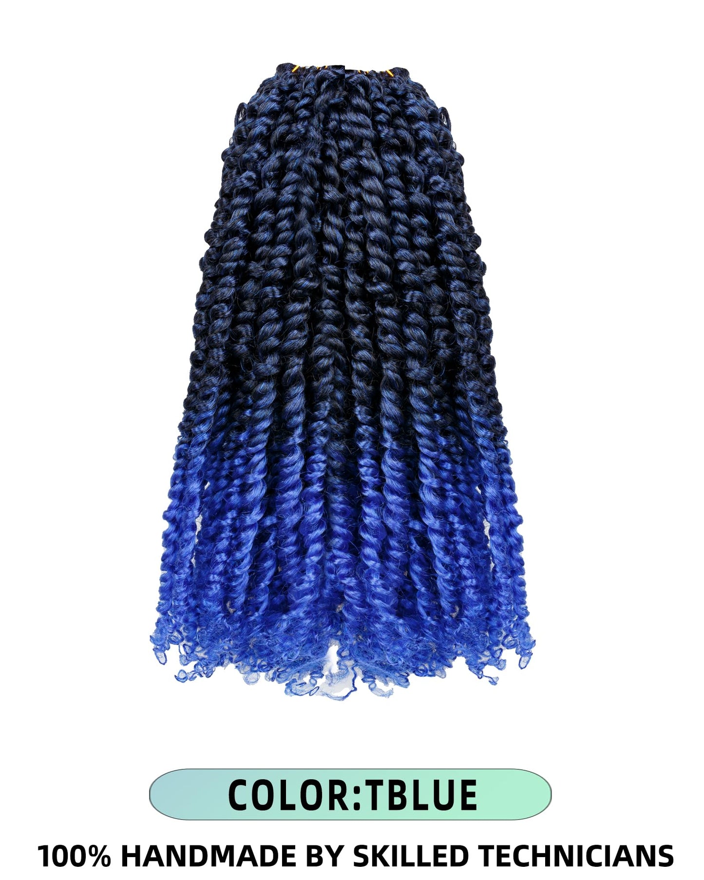 crochet twists pre looped-14 Inches 8 Packs Passion Twist Crochet Hair for Black Women and Kids-Omber Blue,Soft Lightweight Hair Extension(14"-8 Packs,T1B/Blue)