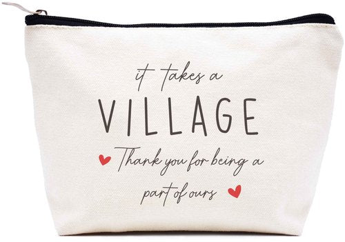 LIBIHUA Coworkers Employee Bosses Teacher Appreciation Gifts Child Care Worker Baby sitter Neighbor Present Makeup Bag Cosmetic Bag Travel Pouch It Takes a Village Thank You for Being a Part of Ours