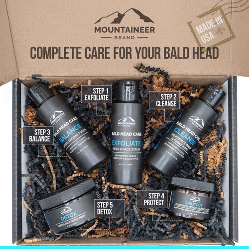 Mountaineer Brand Bald Head Exfoliator & Shampoo (Cleanse) | Fresh & Natural Scent | Bald Head Care for Men | Made in WV | Exfoliating Scalp Scrub | Hydrating Soap & Wash | 4oz