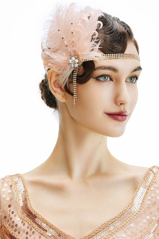 BABEYOND Flapper Headpiece for Women - Flapper Feather Headband 1920s Gatsby Headpiece Vintage Accessories for Women