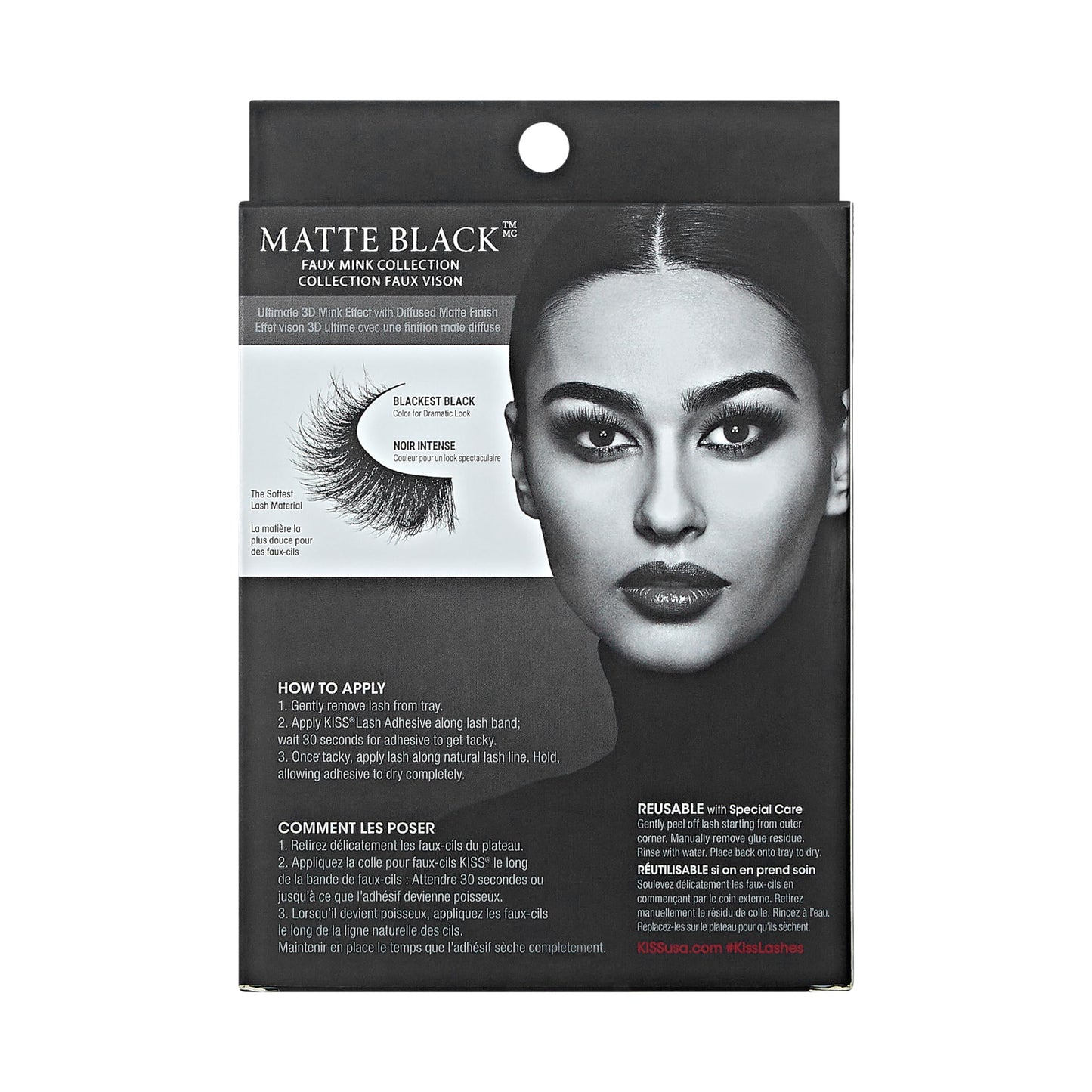 KISS Lash Couture Matte Black Faux Mink Eyelashes Multipack, Matte Twill, Black, Natural Looking, Cruelty-Free & Vegan, Holds Curl, Comfortable, Seamless, Knot-Free Band | 4 Pairs