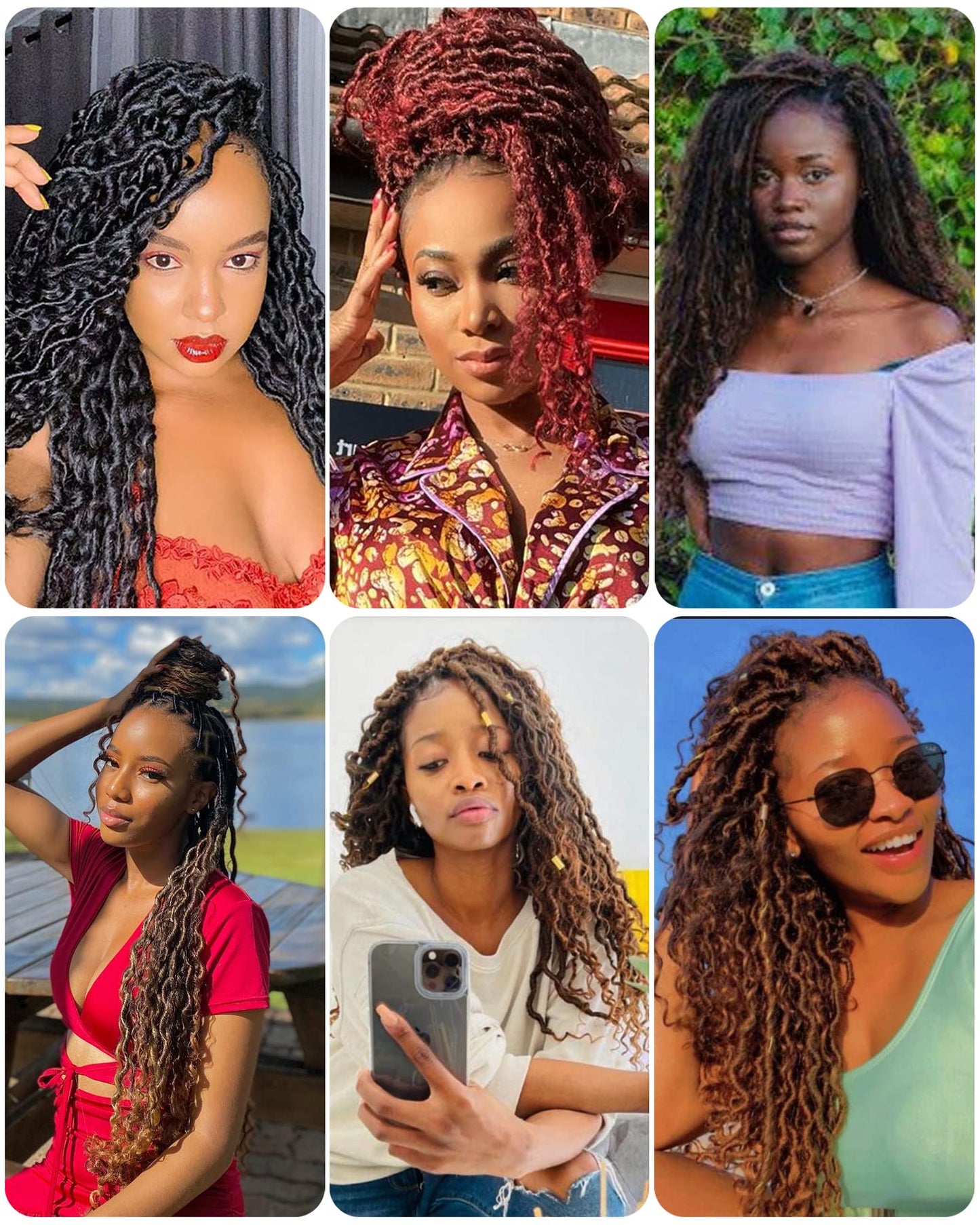 Ginger Goddess Locs Crochet Hair 8 Inch 7 Packs Curly Faux Locs Crochet Hair River Locs Crochet Hair for Black Women Crochet Braids with Curly Ends (8 Inch,T350)