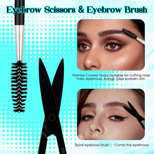 GEMERRY Eyebrow Tweezers Set, 6 Pcs Lash Tweezers Set for Women, Precision Tweezer for Eyebrows with Curved Scissors and Eyebrow Razor for Ingrown Hair High Precision Stainless Steel Eyelash Tweezers