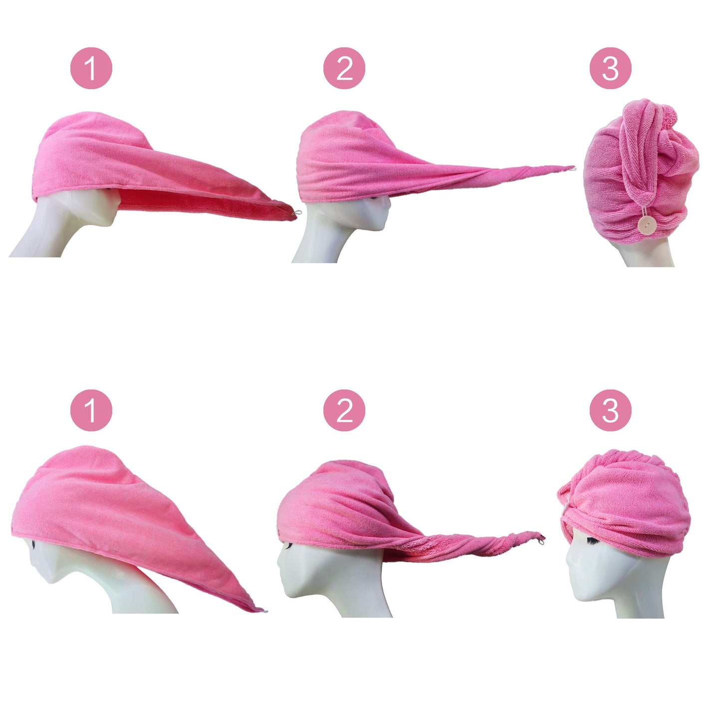 POLYTE Microfiber Hair Turban Wrap Drying Towel, 12 x 28 in, 4 Pack (Blue,Pink,Purple,White)