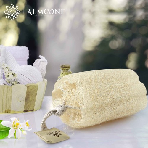 Premium Natural Egyptian Shower Loofah Sponge and Facial Loofahs, Large Exfoliating Shower Loofa Body Scrubbers Buff Away Dead Skin for Smoother, More Radiant Appearance (3 lufa Pack)