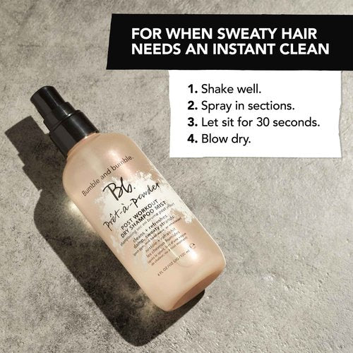 Bumble and bumble. Prêt-à-powder Post Workout Non-Aerosol Dry Shampoo Hair Mist | Cleanses Sweaty Hair + Eliminates Odor | Curly, Wavy, Straight, 4 Fl Oz