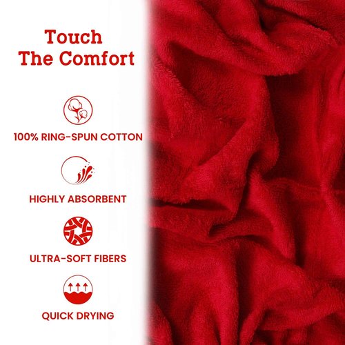Casa Lino Face Towels & Body Wash Cloths for Showering - 100% Cotton Wash Cloths for Bathroom - Highly Absorbent & Quick Drying Washcloth Set - Cotton Washcloths 24 Pack (12" x 12") - (Red)