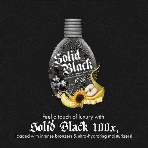 Millennium Tanning SOLID BLACK 100X Dark Tanning Lotion Indoor Outdoor Tan Enhancing Silicone Bronzer Tanning Bed Lotion 13.5 Fl oz (400 ml)