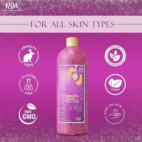 FAIR & WHITE Miss White Exfoliating Shower Gel 940ml/31.8 Fl Oz - Formulated to Exfoliate Skin, with Pomegranate and Glycerin