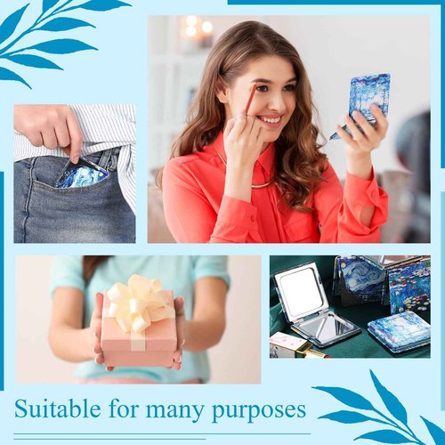Vercraft 8 Pcs Compact Mirror Double Sided Makeup Square PU Leather Portable Pocket Hand Mirror Bulk with 2X1X Magnification Art Gift for Woman