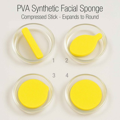 Appearus Compressed PVA Facial Sponges 240 Pack – Soft Disposable Face Sponge for Cleansing, Makeup Removal, Mask, Exfoliating – Spa-Grade Round Stick for Sensitive Skin
