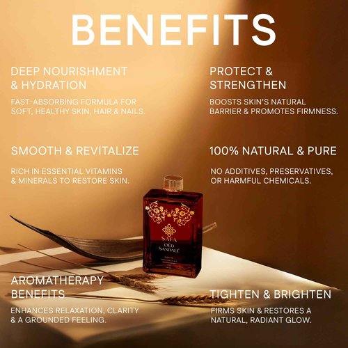 SAFA Oud Sandalé Oil – Organic Oud & Sandalwood Essential Oil for Hair, Body, Face & Nails – Arabian Perfume Oil for Women & Men - Strong & Long Lasting Fragrance 4 Fl Oz