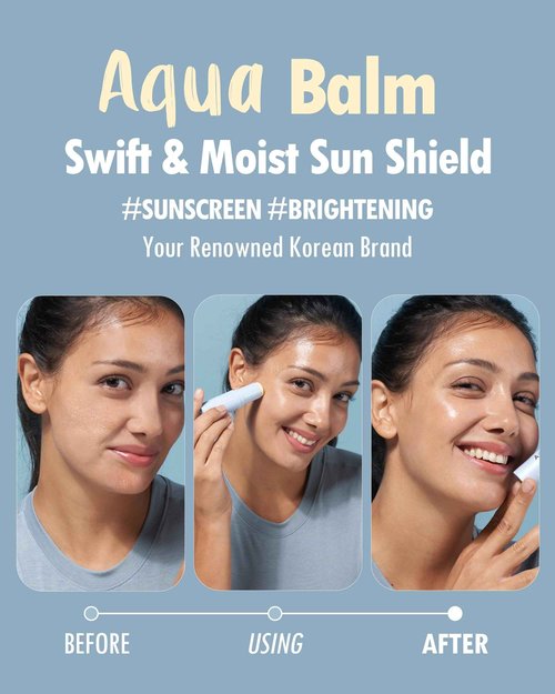 KAHI Multi Balm Max Daily Face Moisturizer + Aqua Korean Sunblock Stick | All-in-One Hydrating Lip, Eye, Neck Cream, Make Up Base & Face Mist Moisture Stick (0.30 fl oz, EA)
