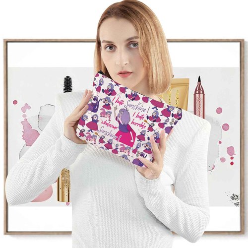 LEVLO Madam Mim Cosmetic Bag Sword Stone Movie Fans Gift I Hate Sunshine I Hate Horrible Whole Some Sunshine Makeup Zipper Pouch Bag For Women Girls (I Hate Sunshine Full)
