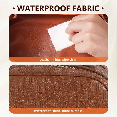 Eowihor 2 Pcs Makeup Bags Set, Large Capacity Makeup Organizer for Women, PU Leather Make Up Bag Portable Travel Toiletry Bag, Stylish Tessellated Cosmetic Bag Two Sizes to Match With Your Heart