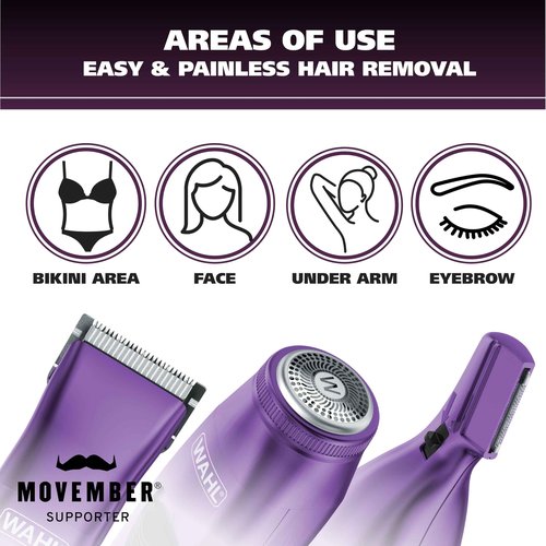Wahl Pure Confidence Rechargeable Electric Trimmer, Shaver, & Detailer for Smooth Shaving & Trimming of The Face, Underarm, Eyebrows, & Bikini Areas – Model 9865-100