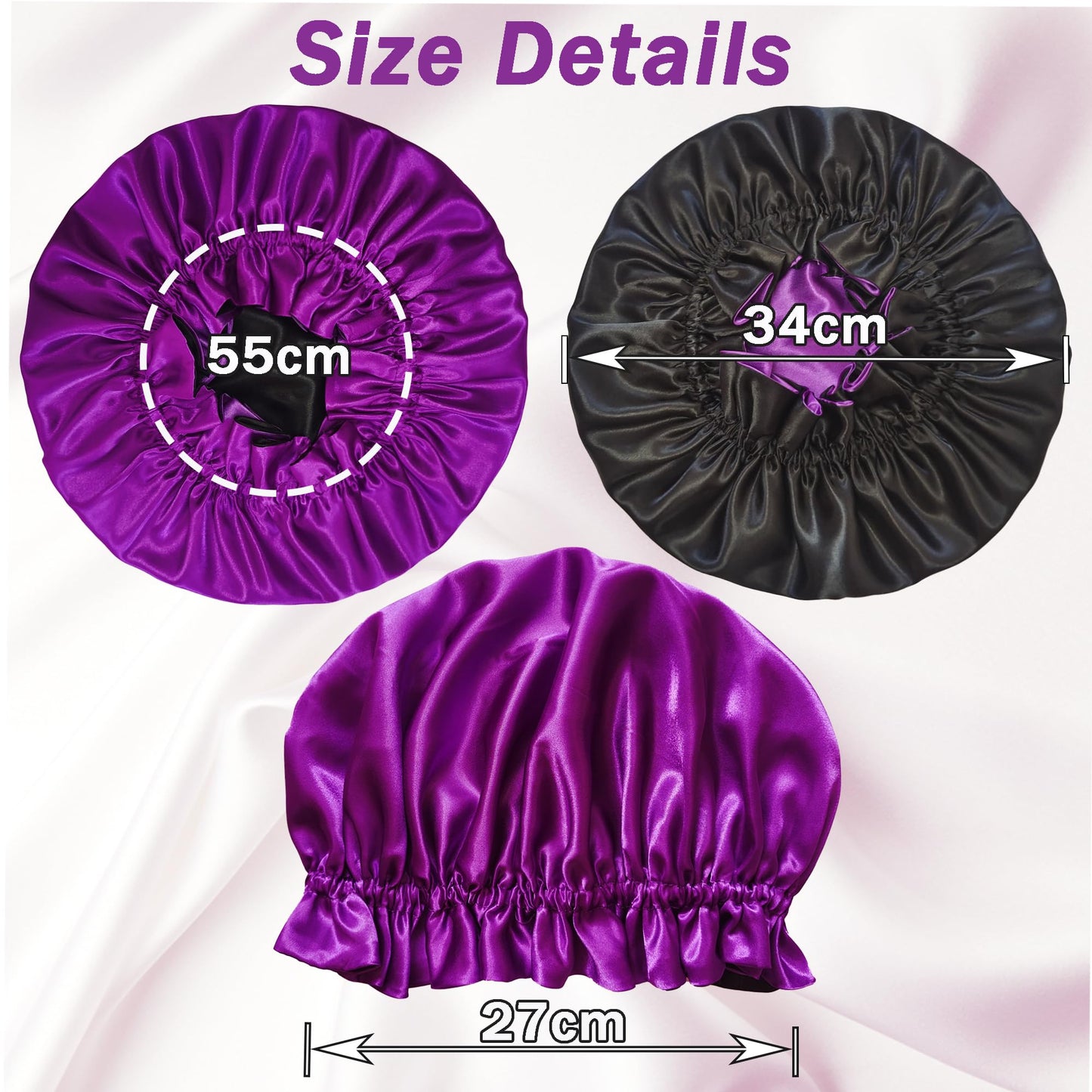 vidsel Silk Bonnet for Sleeping Women Satin Bonnet Hair Bonnet, Double Layer Reversible Hair Wrap Satin Lined Sleep Cap Bonnet for Braid Curly Hair