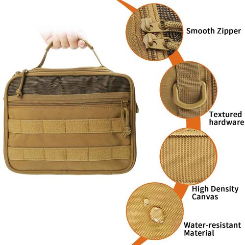 SMONT Tactical Toiletry Bag for Men Travel, Hanging Dopp Kit Shaving Hygiene Bag for Traveling Bathroom Brown