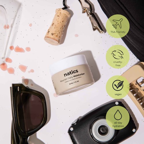 Natics Nourish Daily Face Moisturizer – Instant Hydration & Barrier Repair with Natural BHA & Prebiotics – Vegan, Cruelty-Free, TSA-Friendly Travel Size, for Sensitive, Oily & Acne-Prone Skin (1 oz)