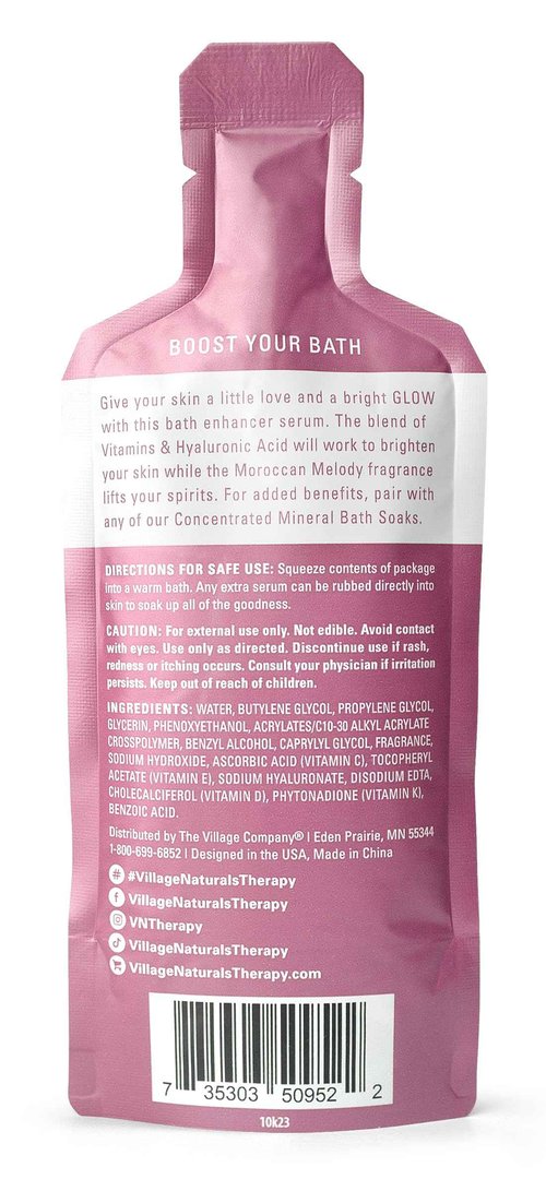 Village Naturals Therapy Glow Bath Enhancer Vitamin Booster Serum, Morrocan Melody Scent, 2 fl. oz., Pack of 12