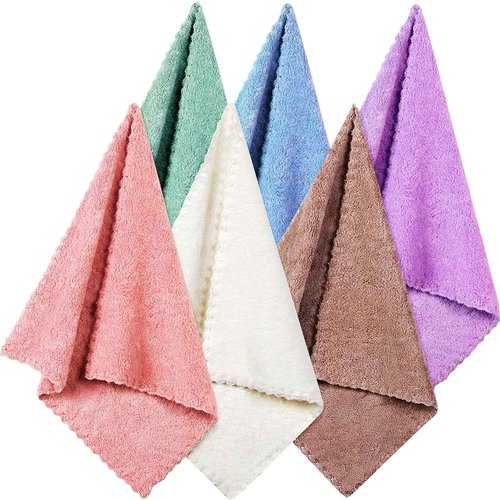 Syhood 6 Pieces Face Wash Cloth 12 x 12 in Makeup Remover Cloths Towel Coral Velvet Facial Microfiber Fabric Soft Fast Drying Facial Cleansing Towel for Face